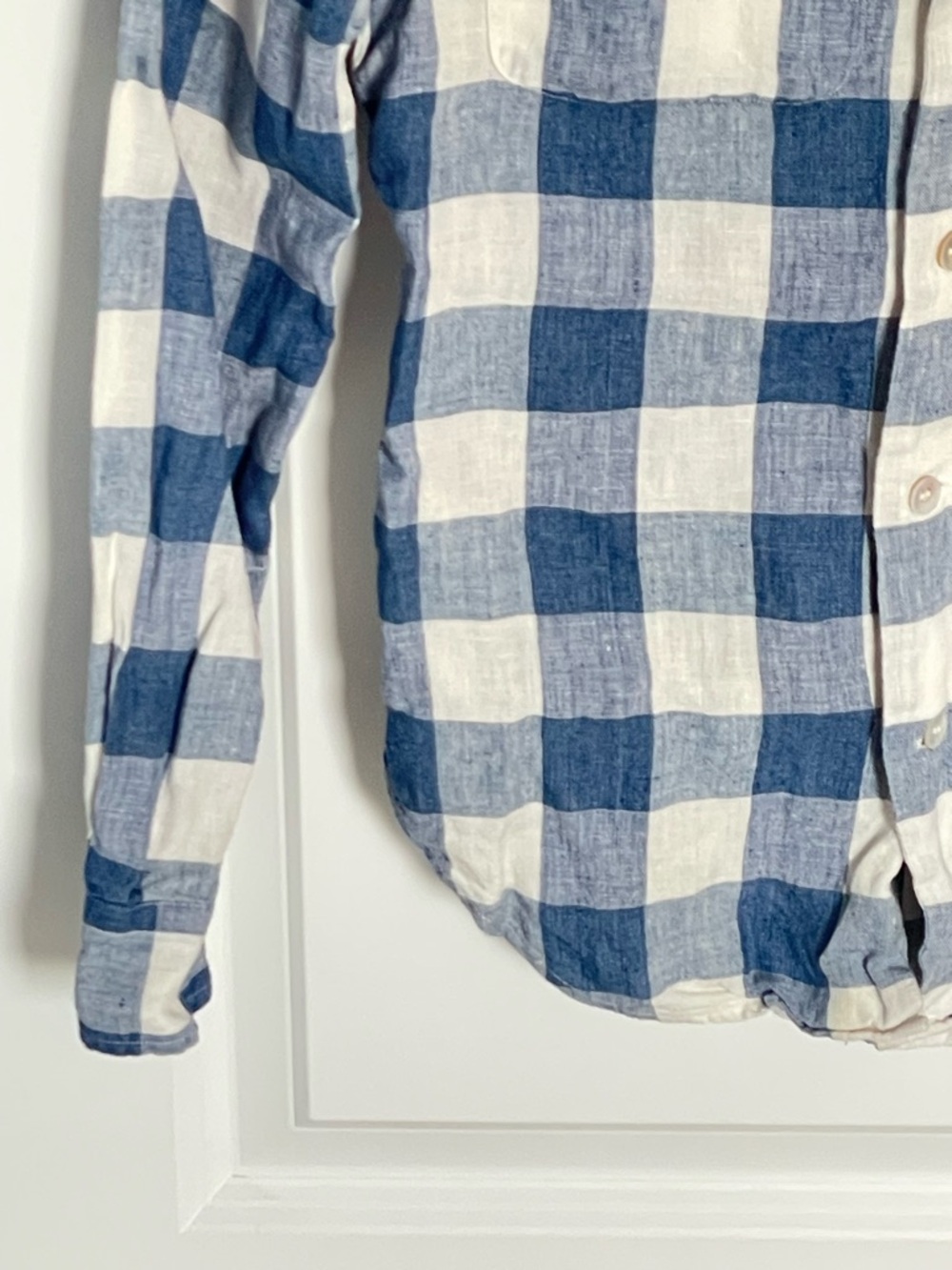 Ralph Lauren Blue & White Gingham Linen Long Sleeve Shirt Size 2 54428 - Picture 4 of 13
